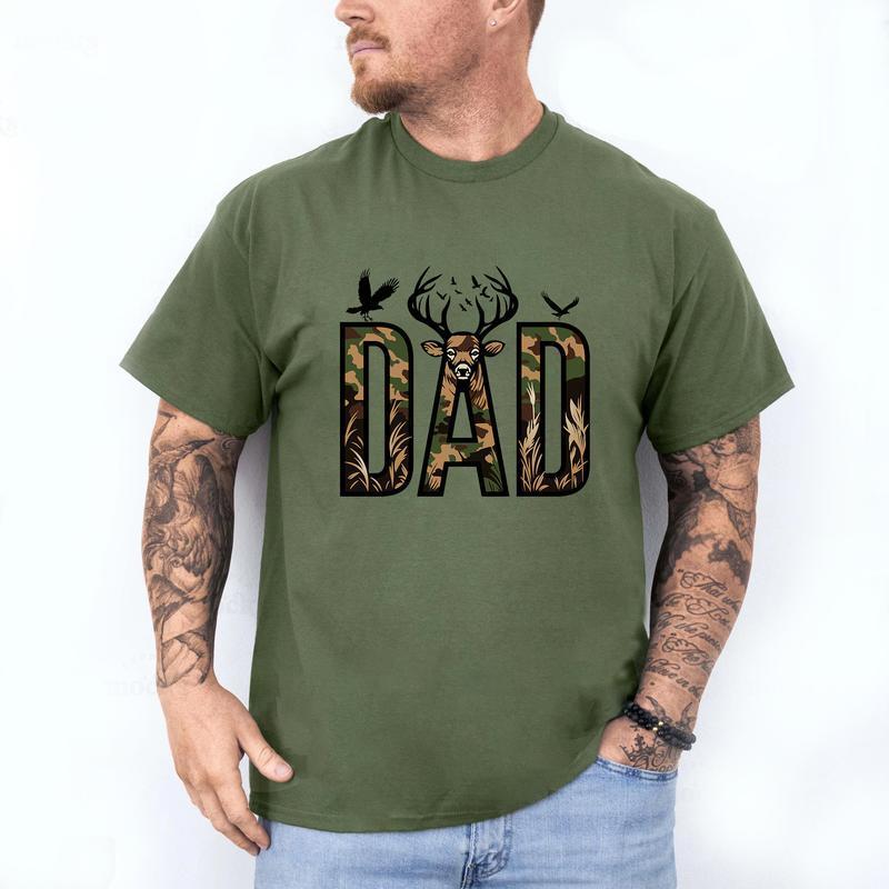 Hunter Dad Cotton T-Shirt, Graphic Deer Hunting, Shirt for Huting Season, Gift for Dad