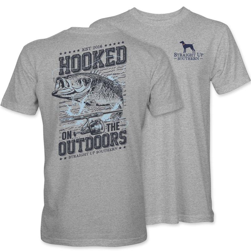 Straight Up Southern Hooked on the Outdoors T-Shirt â€“ Sport Grey