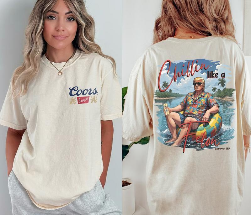 Trum Chillin Like A Felon Beer Logo Shirt, Budweiser T-Shirt, Busch Light Gift, Coors Banquet Tee
