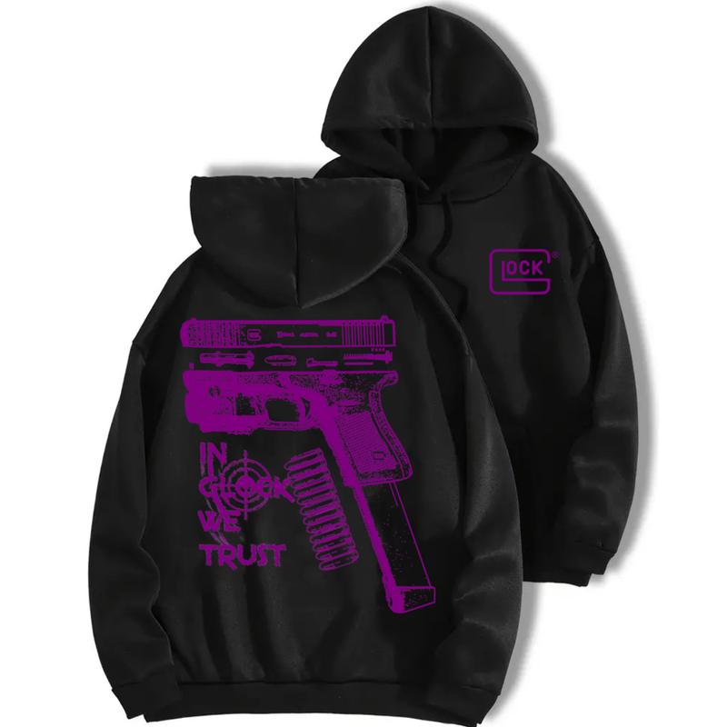 In GLock We Trust Hoodie Design Purple - Glock Hoodie - Full Color Double Sided - Men's & Women's Classic Fit Long Sleeve Hoodie - Menswear