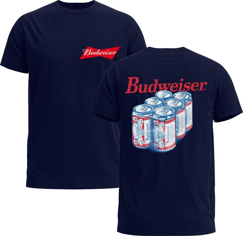 Budweiser Beer Retro 2-Sided Tee - Beer Unisex Tee - Gildan 5000 Graphic Shirt, Heavy Cotton, Full Sizing & Colors Tops, Ideal For Beer Menswear Man