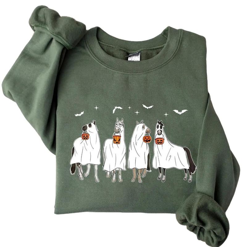 Horses Halloween Crewneck Sweatshirt Hoodie Tshirt, Halloween 2024 Gifts