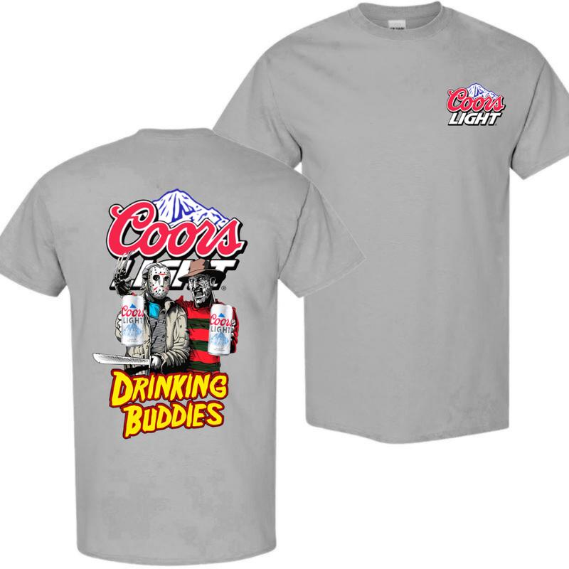 Coors Light , Beer, Jason Voorhees And Freddy Krueger Drink Buddies Coors Light Beer 2 Sides T-shirt, Coors Light Halloween Shirt, Halloween Shirt, Fo