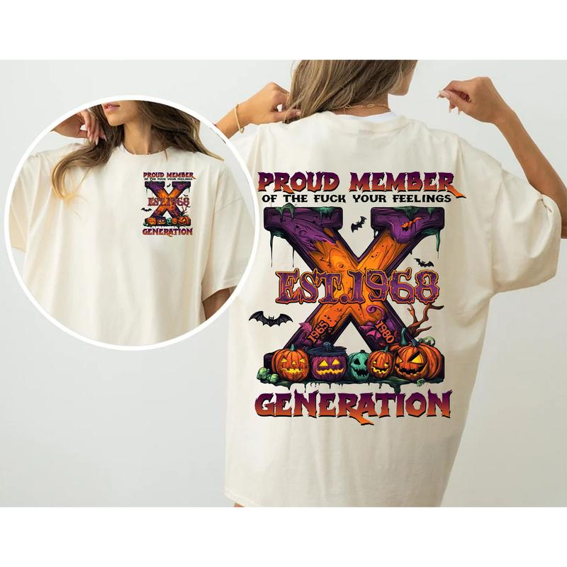 Custom Est.Year 1965-1980 GenX 2 Side Halloween Shirt, GenX T-shirt, Proud Member The Generation X Shirt