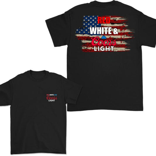 Red White and Coors Light 2 Sides T-shirt, Beer Tshirt, Coors Light T-shirt, Fourth of July Shirt, 4th of July Shirt, Beer Funny Shirt