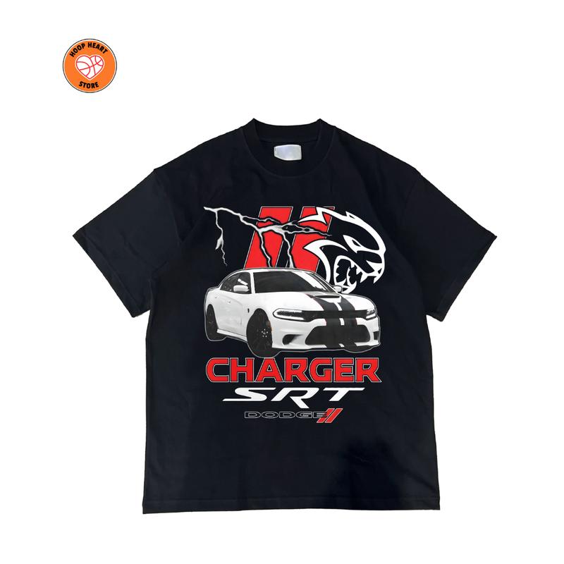 Racing Dodge Charger SRT Hellcat Graphic T-Shirt Cotton Short-sleeve Retro Streetwear Tshirt Menswear Top Shortsleeve Underwear Human Baseball t shirt