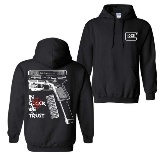 In GLock We Trust Hoodie - Glock Shirt- Full Color Double Sided - Men's & Women's Classic Fit Long Sleeve Hoodie - Menswear Casual Underwear