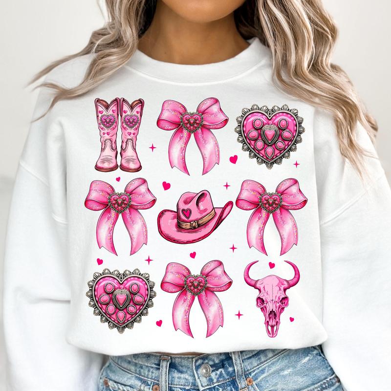 Howdy Valentine Sweatshirt, Western Valentines Sweatshirt, Highland Cow Sweatshirt, Retro Valentine Hearts Brushstroke