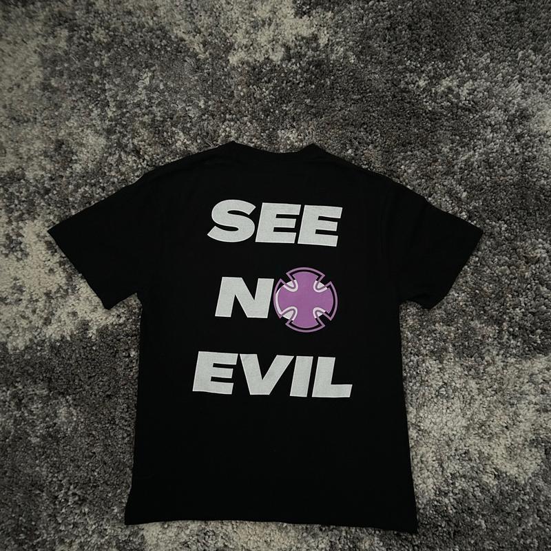 PURPOZ See-No-Evil T-Shirt - Double Sided, Cotton Crewneck Collar Crewneck Collar
