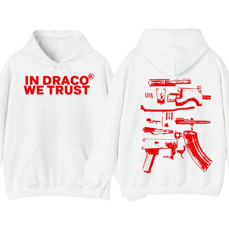 IN DRACO WE TRUST HOODIE , Design Color Red - Full Color , Double Side ,Menswear & Womenswear sweaters - Hoodie Classic Cotton