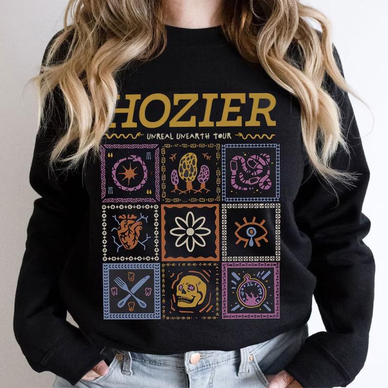 Retro Hozier 90s T-Shirt, Unreal Unearth Tour Sweatshirt, Hozier Album Merch, Dark Academia Tee, 2024 Music Concert, Shirt For Fan