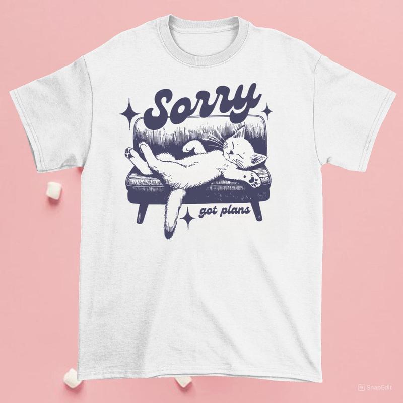 Sorry Got Plans Graphic T-Shirt, Vintage Unisex T-shirt, Vintage Kitten T-shirt,