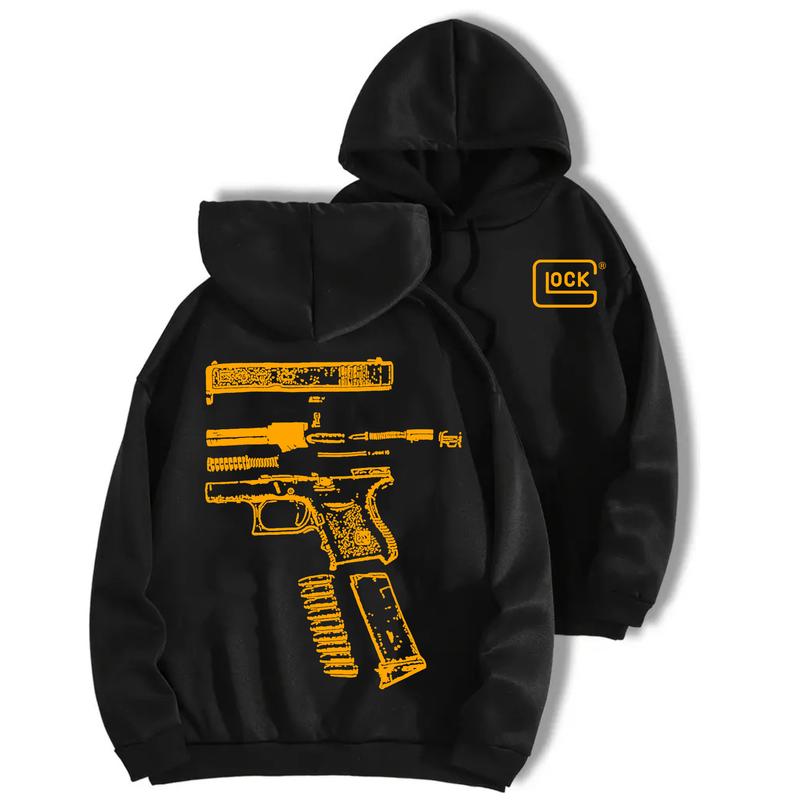 In Glock We Trust Black Hoodie with Multicolor Design for Men and Women - Classic Fit - Menswear