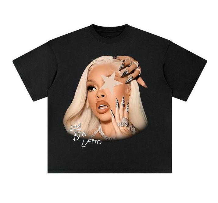 Latto Star Rap T-Shirt Big Face Graphic Tee