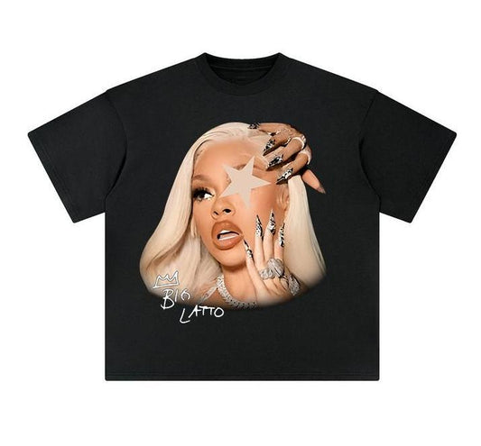 Latto Star Rap T-Shirt Big Face Graphic Tee
