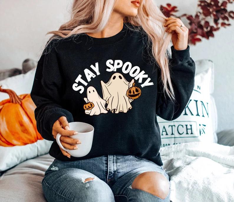 Stay Spooky Sweatshirt, Halloween Sweatshirt, Halloween Gift Hoodie, Womens Halloween Sweatshirt, Spooky Season Shirt, Ghost Halloween