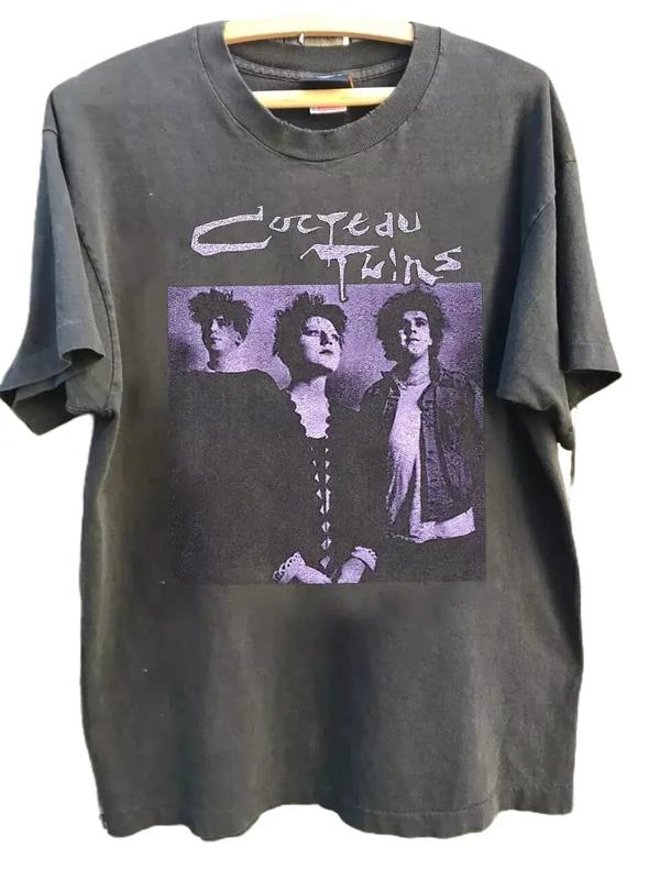 Cocteau Twins Members Rare Design Band Charcoal Short Sleeve Unisex T shirt Cotton Menswear Cotton Menswear Cotton Menswear