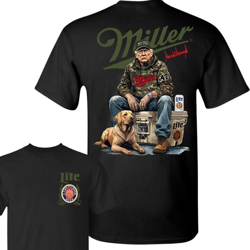 Miller Lite Trump Chill 2 Sided T-shirt , Perfect for Outdoorsmen, Perfect For Beer Enthusiasts And Casual Outings, Hunting Dog T-Shirt, Unisex for Me
