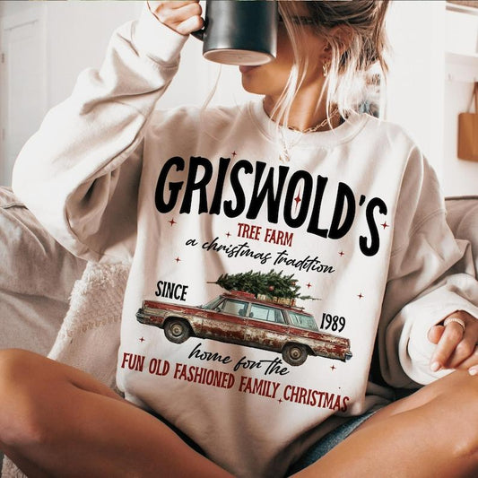 Griswold Christmas Tree Farm Sweatshirt Merry Christmas Sweatshirt, Christmas Vacation Family Movie Retro Christmas Sweaters