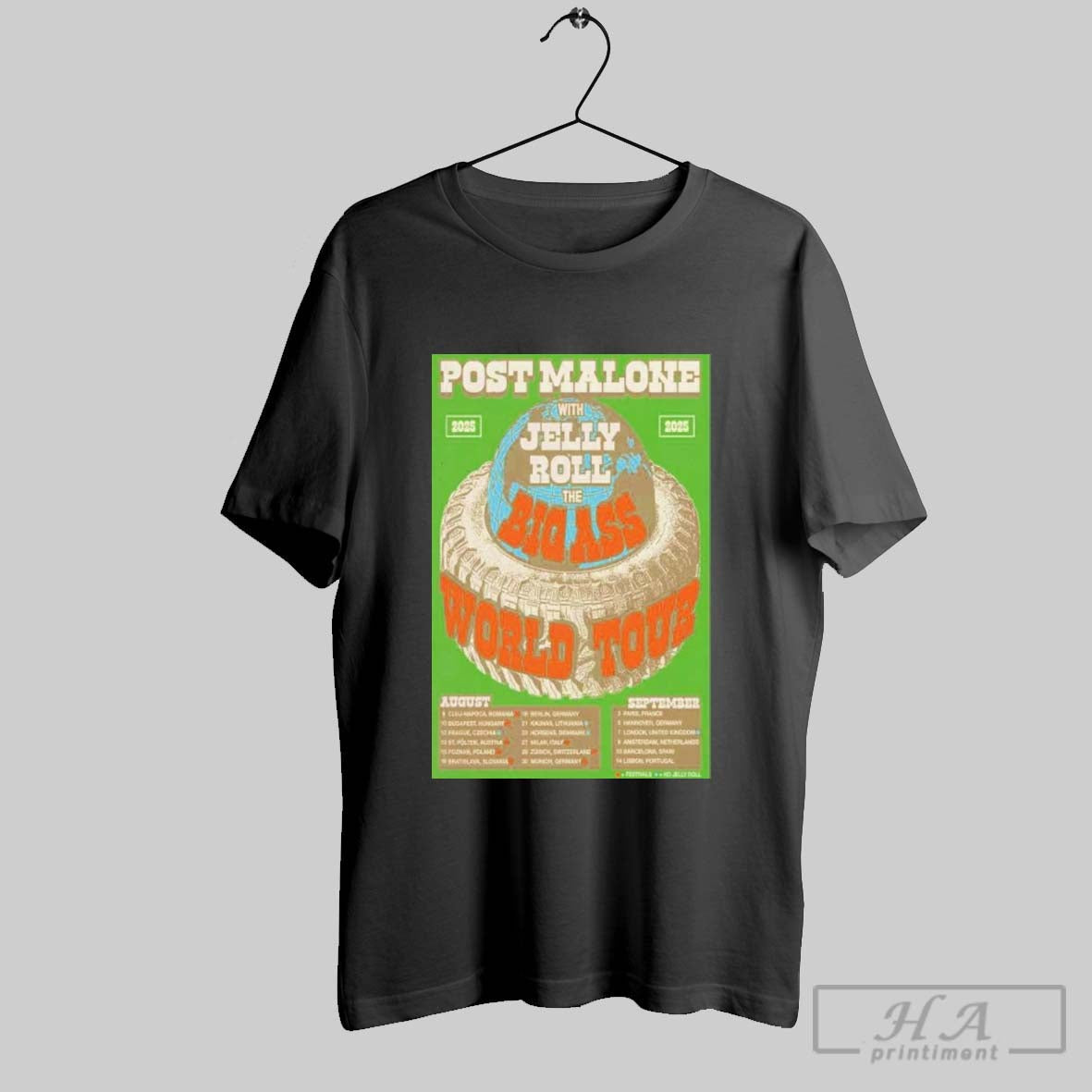 Post Malone Jelly Roll Big Ass World Tour 2025 Dates Poster T Shirt