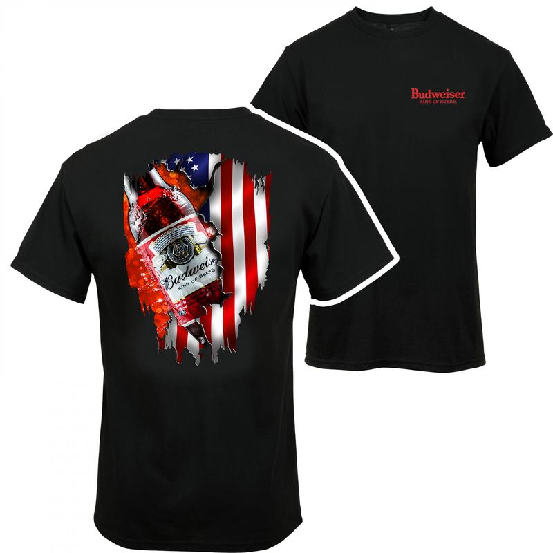 Budweiser Bottle King Of Beers American Flag Ripped T Shirt T Shirt Hoodie, Sweater Up To 5xl Tshirt Hoodie Sweater T-shirt - 2 Side - Find Your Favor