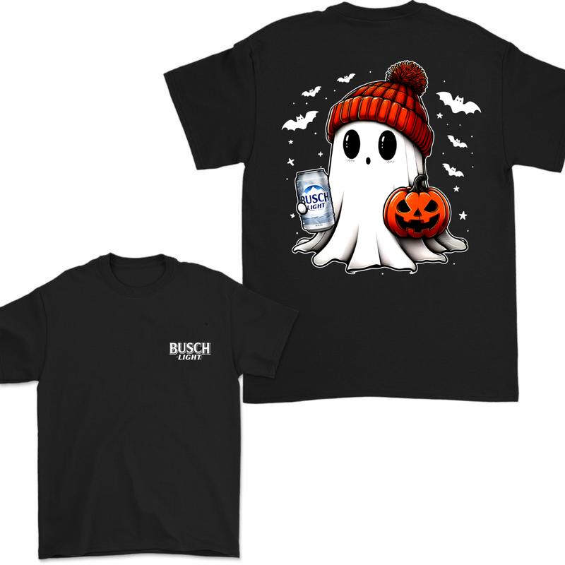 Busch Light Ghost Cute Pumpkin Halloween 2 Sided T-Shirt, Busch Light Shirt For Men And Women, Halloween Pumpkin Trendy Shirt