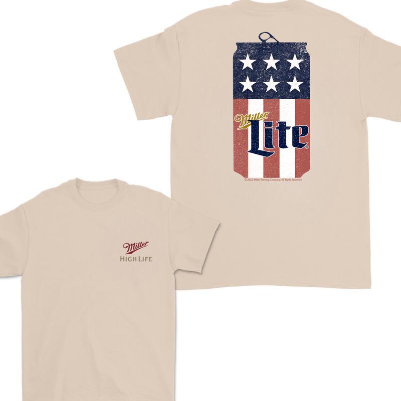 Miller High Life Patriotic American Flag Can 2-sided Tshirt, Miller High Life Tshirt Full Color For Men And Women Tshirt, Miller High Life Beer Tshirt