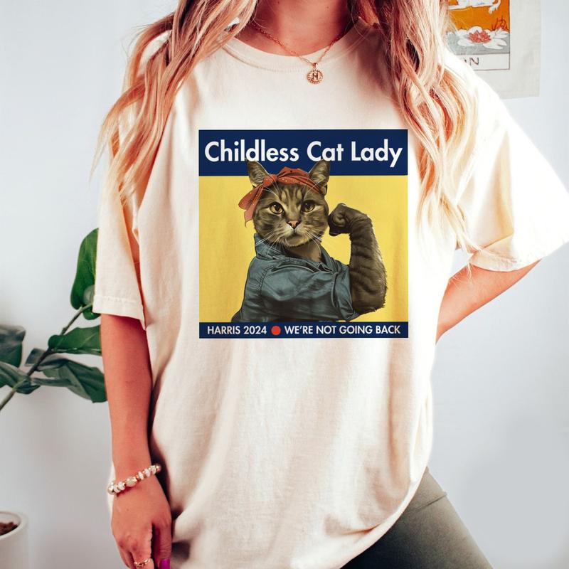 Harris 2024 T-Shirt, Childless Cat Lady, Kamala Campaign, Cute Funny Cat Tshirt, United States Election, President Harris Tee
