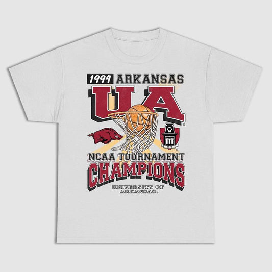 University of Arkansas Tournament Champs NC AA Merch, graphic vintage sports tees summer shirts for men