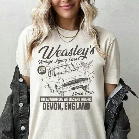 Weasley's Vintage Flying Cars Shirt, Hogwarts Sweatshirt, Harry Potter Sweatshirt Cotton Shirt, Wizarding House Sweatshirt, Halloween Sweatshirt, Harr