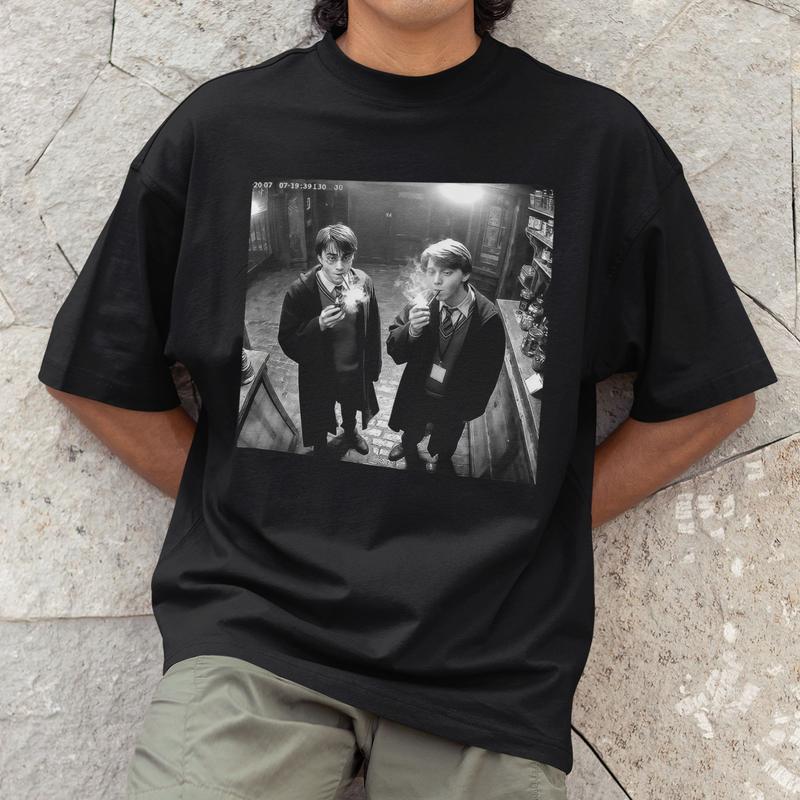 Harry and Ron Smoking Shirt Potter Tshirt Wizarding Fan Shirt, Sweatshirt, Hoodie