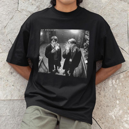 Harry and Ron Smoking Shirt Potter Tshirt Wizarding Fan Shirt, Sweatshirt, Hoodie