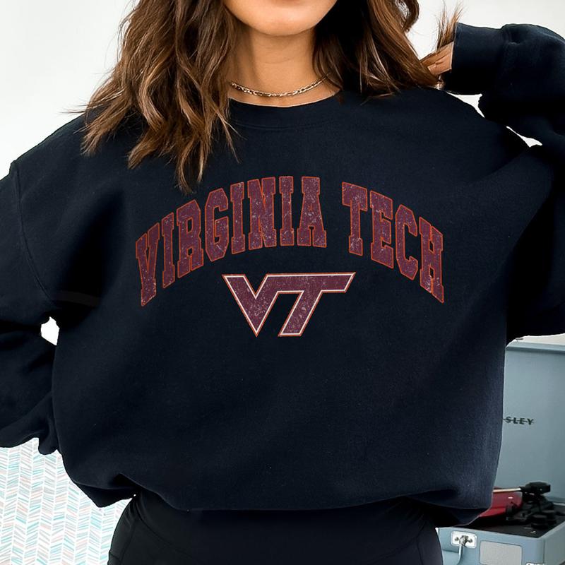 Virginia Tech Hokies Vintage Football NCAA Trendy Sweatshirt, Virginia Tech Unisex Football NCAA Shirt, Gift For Men, Gift For Girls, Crewneck, Cotton