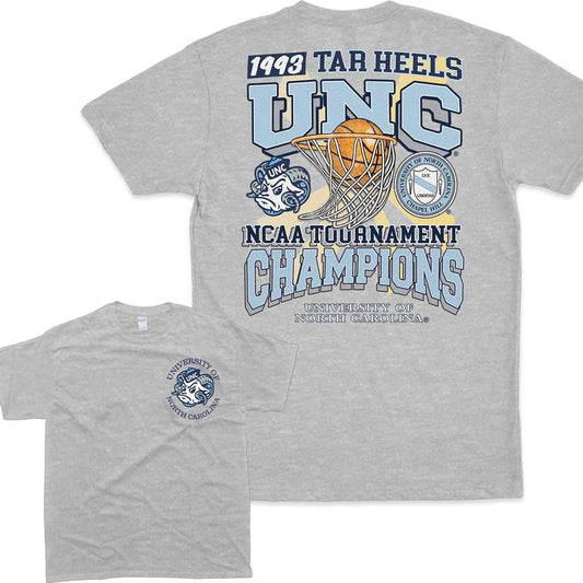 University Of North Carolina Tournament Heels 1993 champions UNC college 2 sided T-shirt, UnisexTshirt, For Men