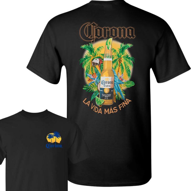 Corona Extra Beer, Corona Extra Bottle 2 sides T-Shirt, For Men, For Women,  Casual Graphic Round Neck T-shirt for Summer, Fashion Men's Top for Daily