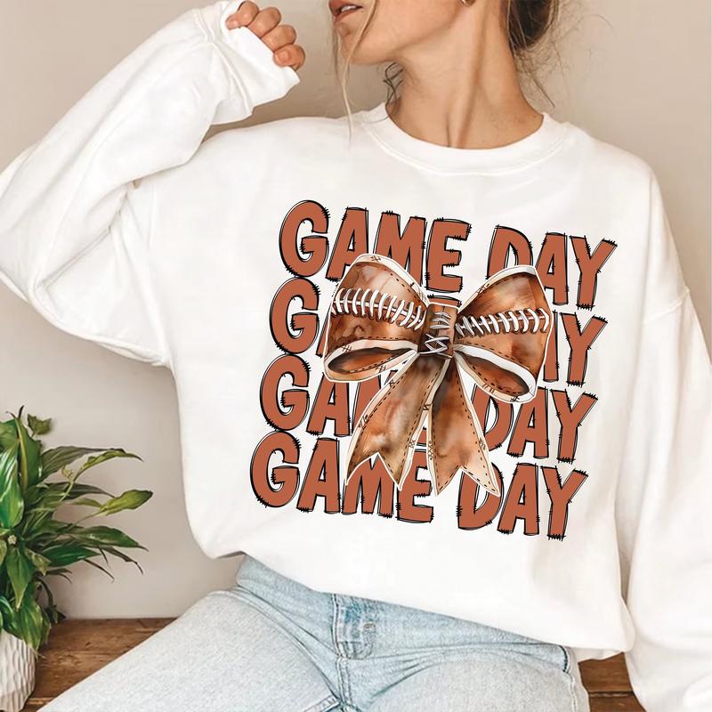 Coquette Football Shirt, Football Sweatshirt, Football Mom Shirt, Game Day Shirt, Fall Football Season Sweatshirt Football Bow Tee, Sweatshirt coquett