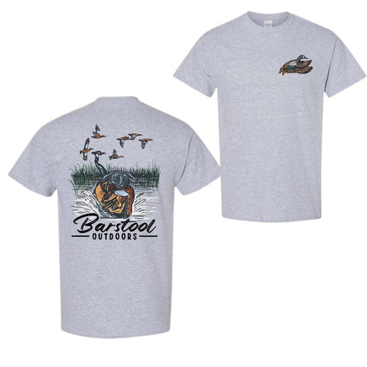 Barstool Outdoors Duck Hunt 2 Sided Shirt, Vintage Mallard Hunting Tshirt, Unisex Graphic Printed Tee, Cotton Shortsleeve Casual Womenswear, Daily Wom
