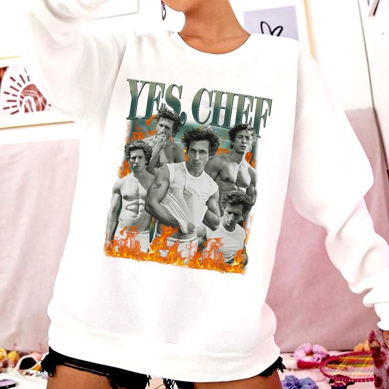 Retro Yes Chef Jeremy Allen White, The Bear, Yes Chef Fire T-Shirt Sweatshirt Hoodie Unisex Casual Fit