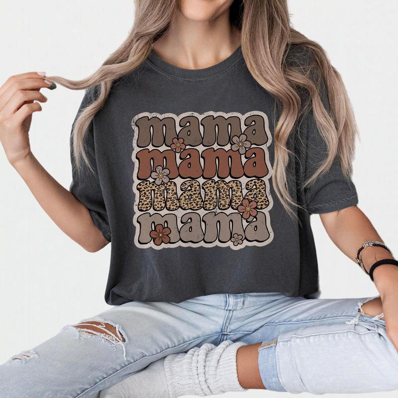 Mama Retro Flower Shirt, Comfort Color Mama Shirt, Leopard Mama Shirt, Mom Shirt, Mother's Day Shirt, Retro Mama Shirt, Mama Tees, Women Top, Mama T-S