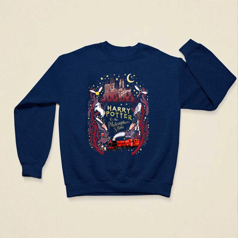 HP And PhiIosopher's Stone Hogwarts Unisex Sweatshirt Hoodie Shirt Cotton Relaxed Fit potterhead gift