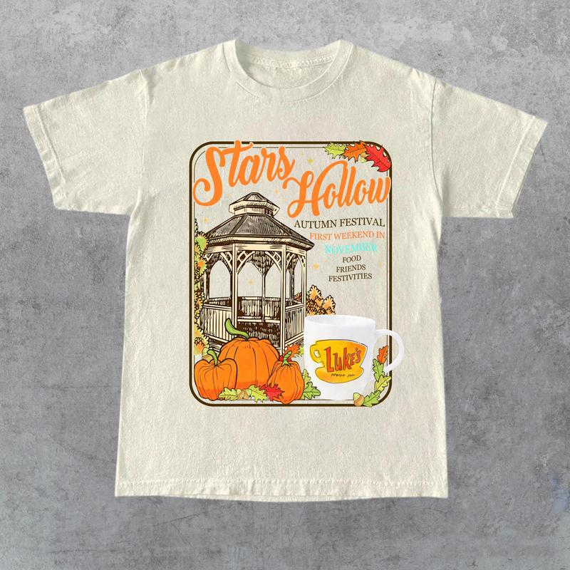 Stars Hollow Connecticut 1779 Shirt, Gilmore Girls Shirt, Autumn T-shirt, Lukeâ€™s Diner Tee, Full Color, For Men, For Women