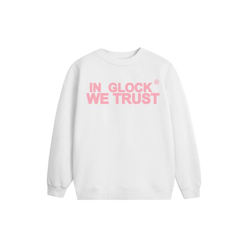 IN GLOCK WE TRUST 2 side Hoodie,Design color Light Pink, Hoodie For Men, Menswear Top , GIft For Men,Full color,Hoodie & sweaters