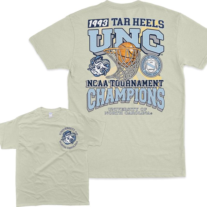 University Of North Carolina Tournament Heels 1993 champions UNC college 2 sided T-shirt, UnisexTshirt, For Men