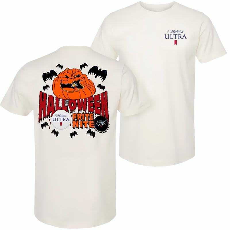 Michelob Ultra Haloween T-shirt - 2 Side Front - Seasonal Must-haves - Full Color Range - Diverse Fashion Choices - Shared Wardrobe Options - Wide Siz