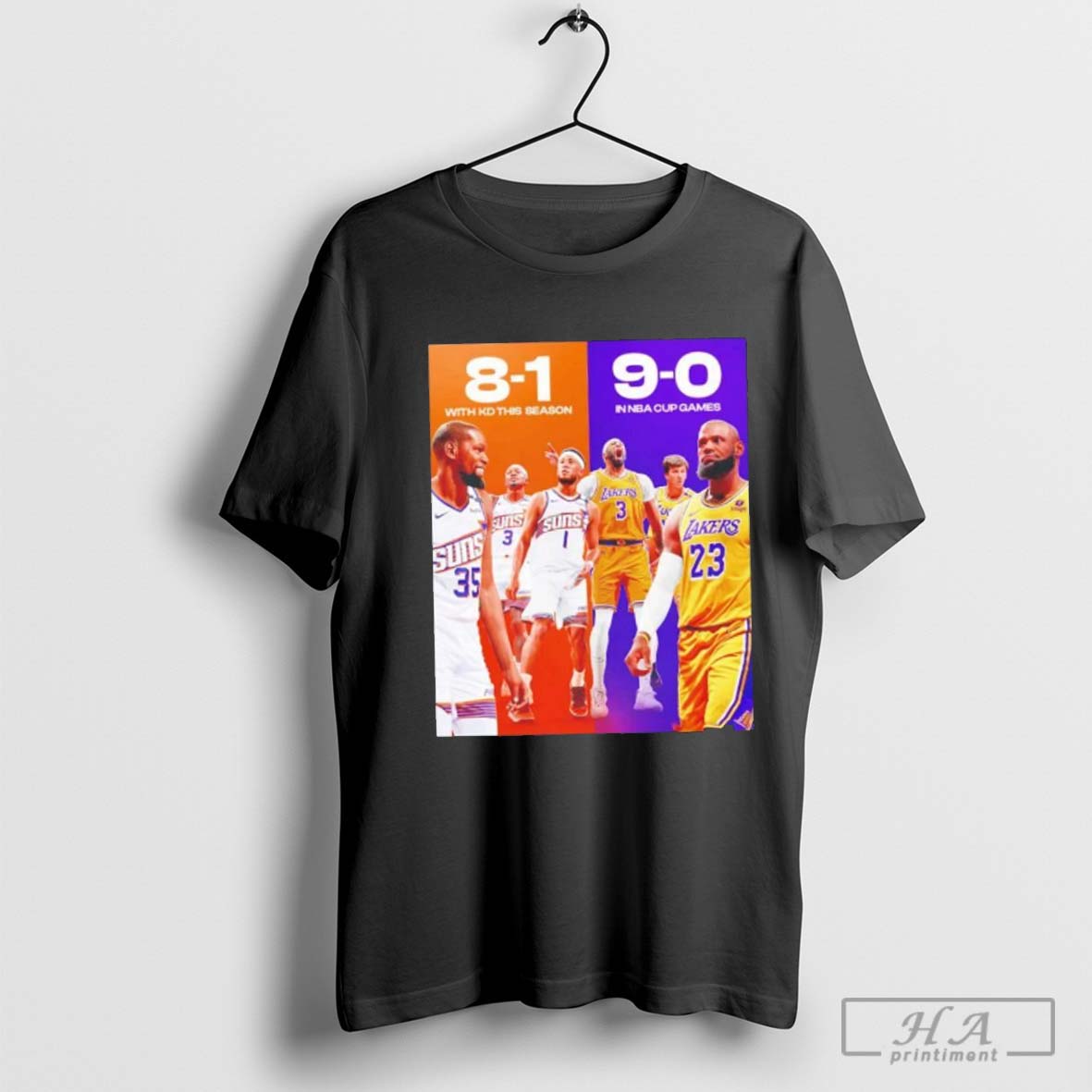 Phoenix Suns 8 1 with KD this season and LA Lakers 9 0 in NBA cup games shirt