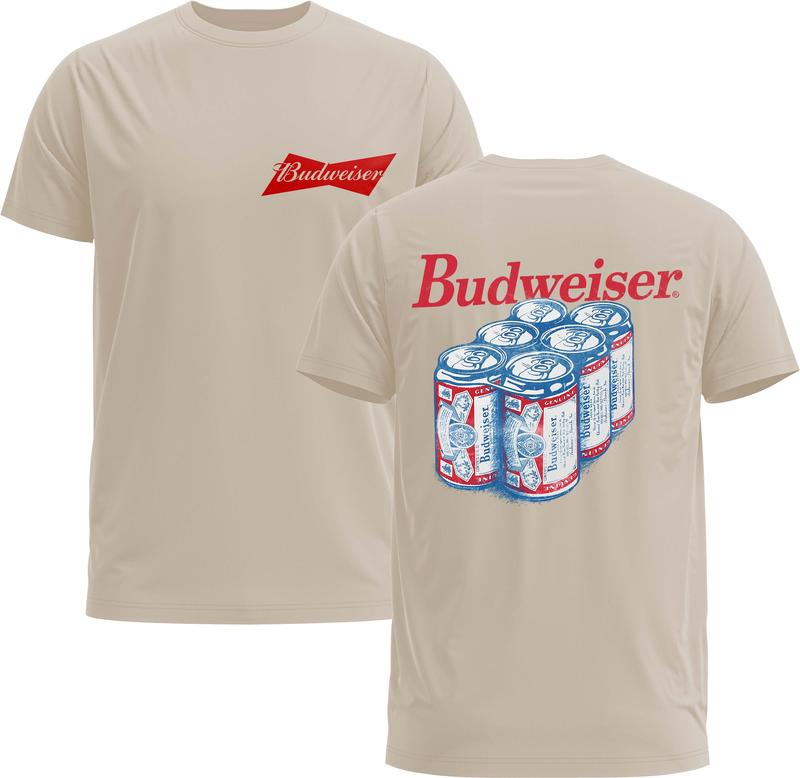 Budweiser Beer Retro 2-Sided Tee - Beer Unisex Tee - Gildan 5000 Graphic Shirt, Heavy Cotton, Full Sizing & Colors Tops, Ideal For Beer Menswear Man
