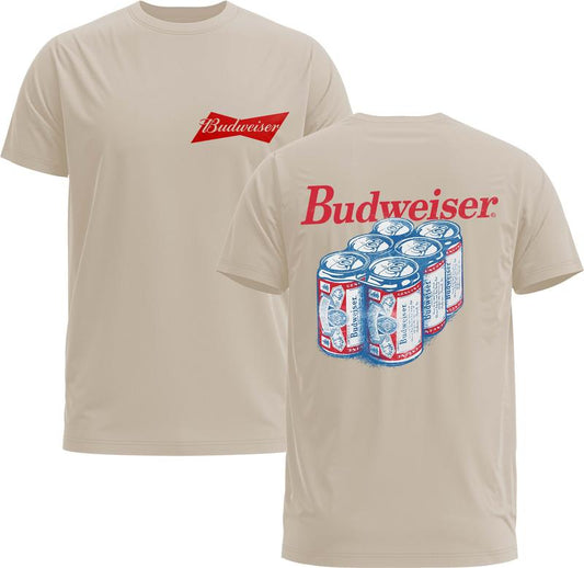Budweiser Beer Retro 2-Sided Tee - Beer Unisex Tee - Gildan 5000 Graphic Shirt, Heavy Cotton, Full Sizing & Colors Tops, Ideal For Beer Menswear Man
