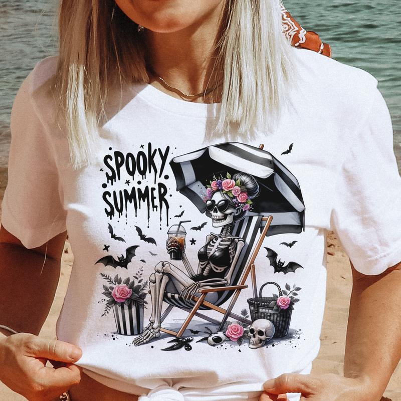 Summerween Skull Tees Summer Vibes Watercolor Ice Cream Skull Tshirt  I'm Freakin Melting Skull Tee Living the Dream Skeleton Tshirt Beach Skull T-Shi