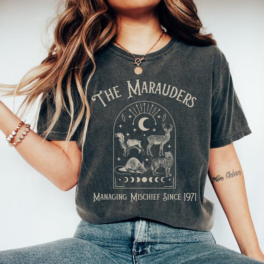 Marauders Shirt The Marauders Harry Potter Fandom Magical Mischief Makers Remus Lupin Sirius Cottagecore Bookish T-shirt