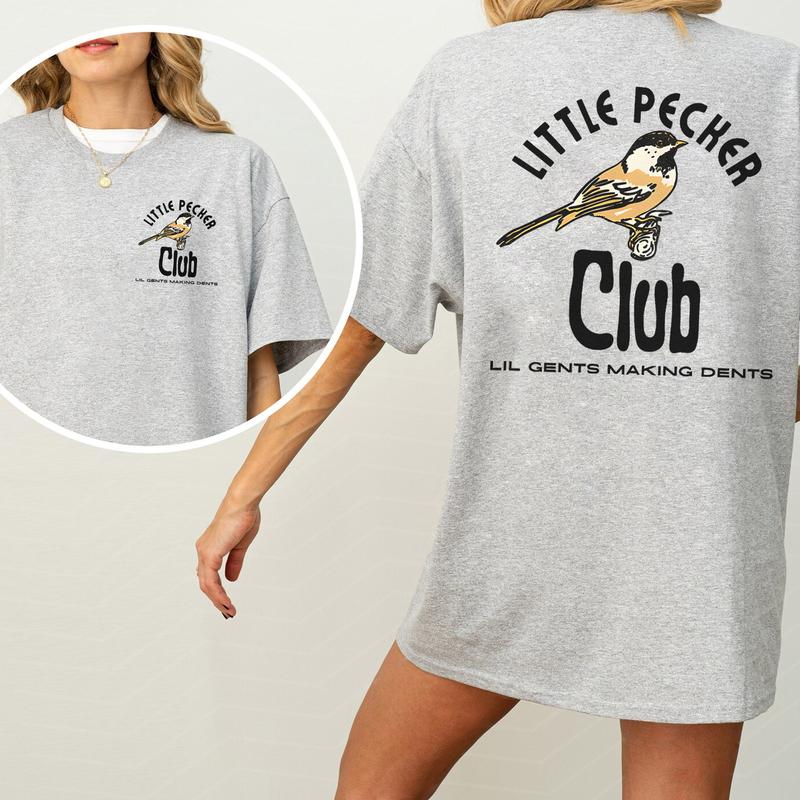Little Pecker Club 2 Sides Shirt, Funny Bird Shirt, Club Clothing, Cotton Printed Top, Casual Womenswear, Comfort Fabric Tshirt